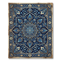 Royal Blue Gold Filigree Medallion Rug