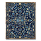 Royal Blue Gold Filigree Medallion Rug