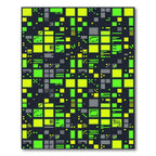 Neon Green Digital Pixel Cyber Grid Rug