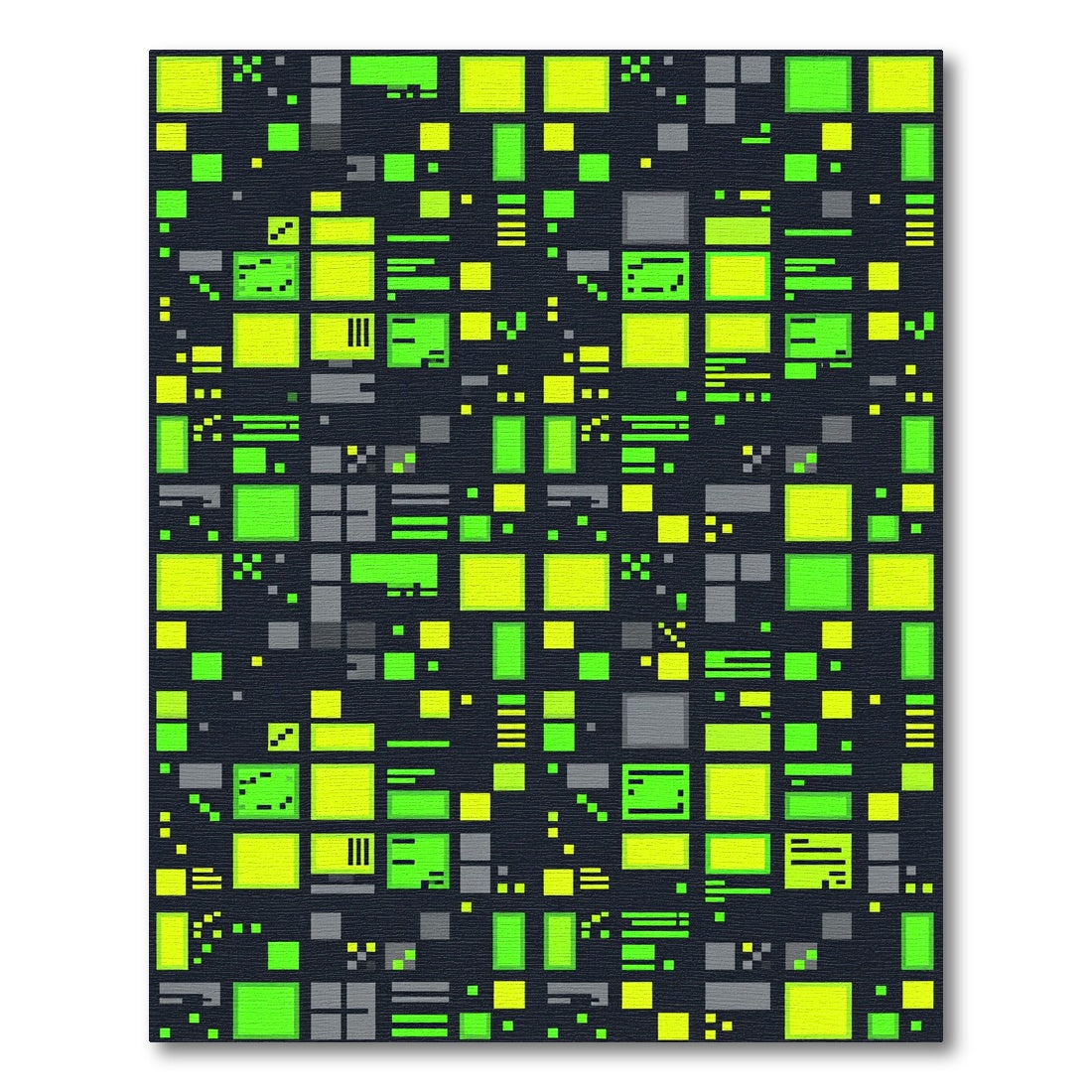 Neon Green Digital Pixel Cyber Grid Rug
