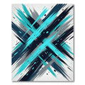 Deep Blue Teal Jagged Lines Rug