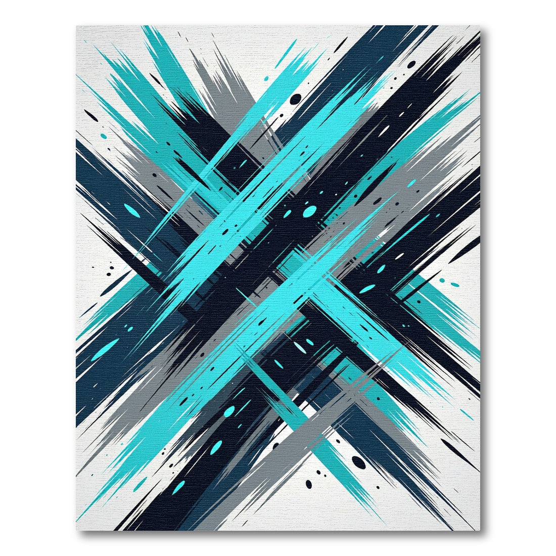 Deep Blue Teal Jagged Lines Rug
