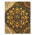 Golden Floral Mandala Earth Globe Rug