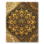 Golden Floral Mandala Earth Globe Rug