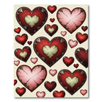 Distressed Crimson Cracked Heart Collage Rug