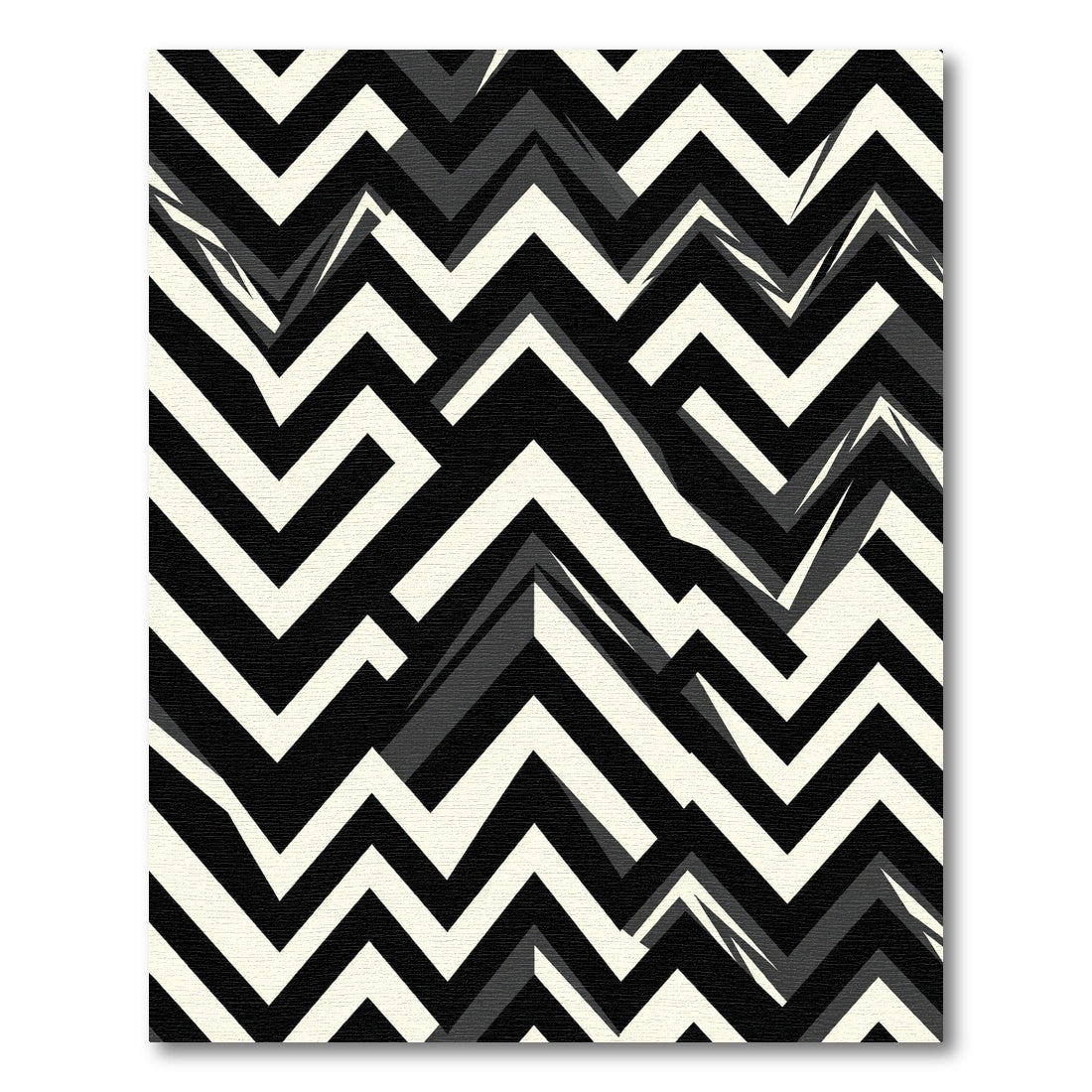 Monochrome Jagged Zigzag Landscape Rug