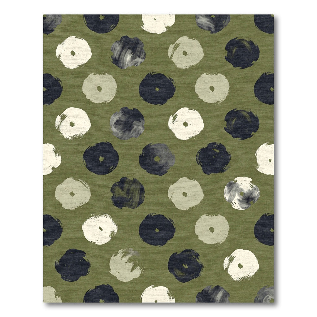 Olive And Cream Brushstroke Circles Rug