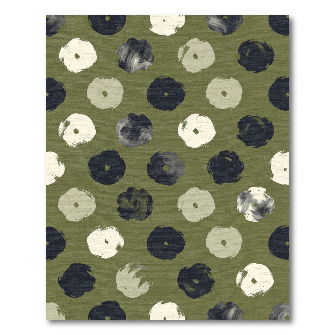 Olive And Cream Brushstroke Circles Rug