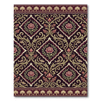 Deep Red Floral Medallion Fish Rug