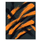 Bold Orange and Black Abstract Brushstroke Rug