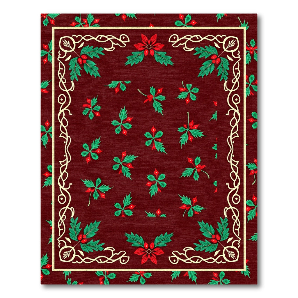 Crimson Holly Berry Garland Border Rug