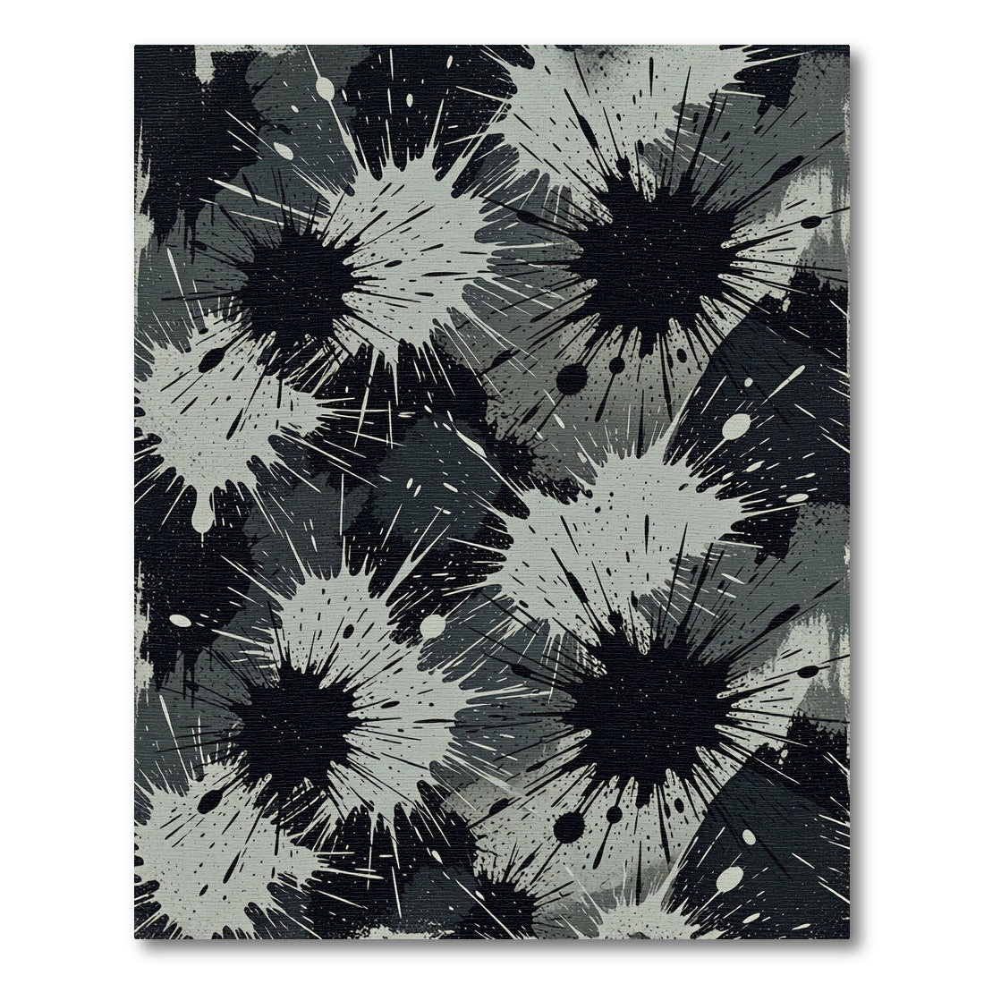 Monochrome Black and Gray Ink Splatter Rug