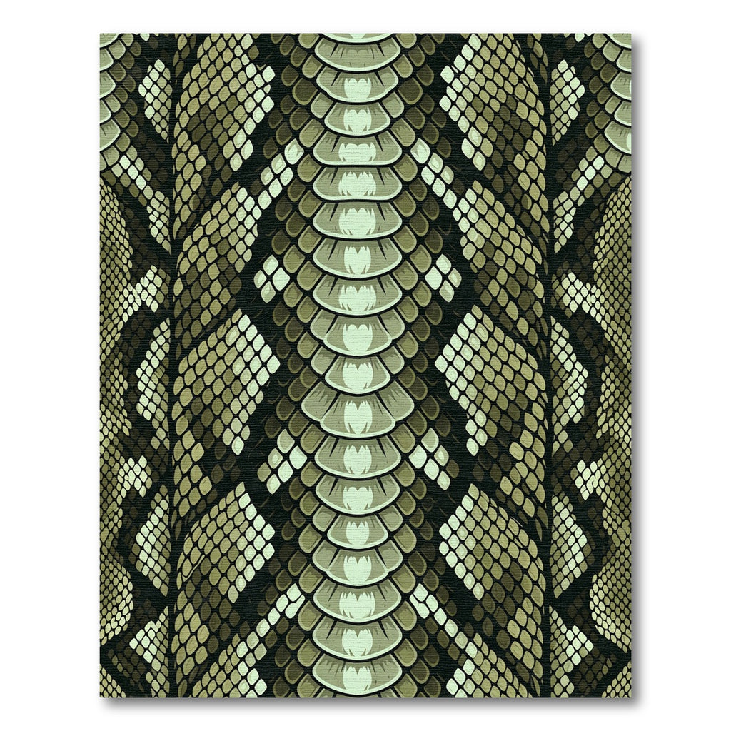 Exotic Olive Green Python Scales Rug