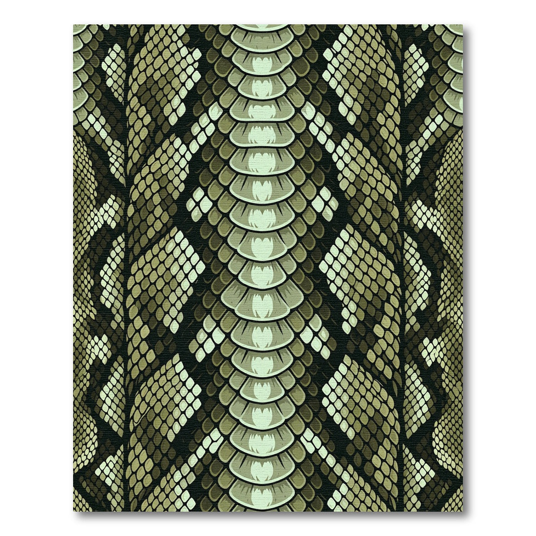 Exotic Olive Green Python Scales Rug