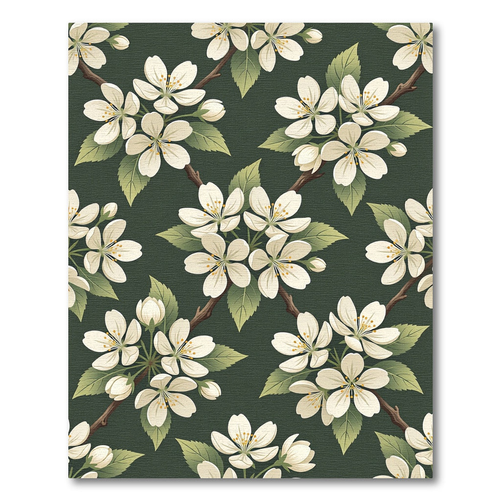 Elegant Apple Blossom Dark Green Tones Rug