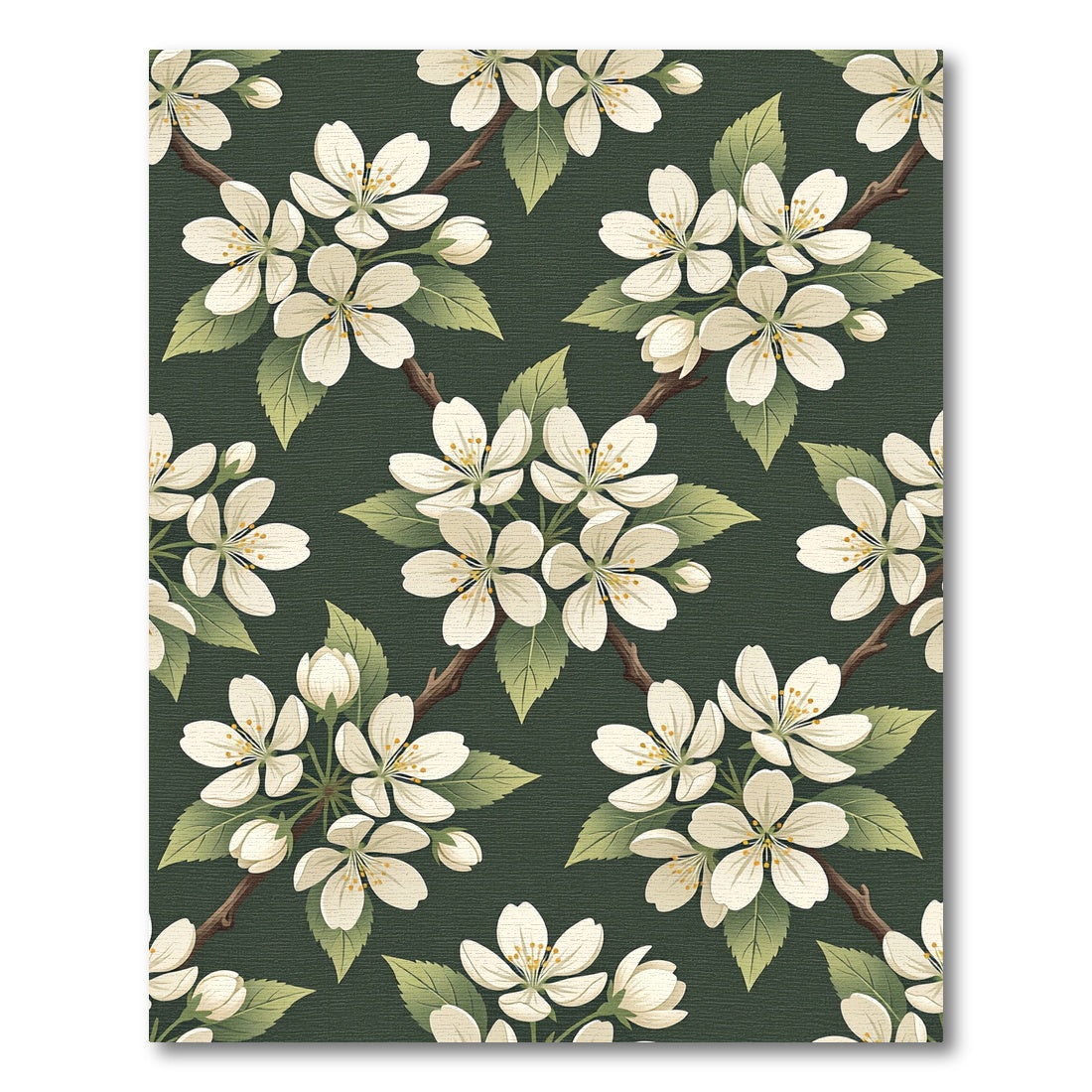 Elegant Apple Blossom Dark Green Tones Rug