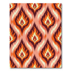 Fiery Red Orange Flame Ikat Rug