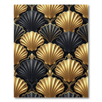 Gold Black Fan Art Deco Rug