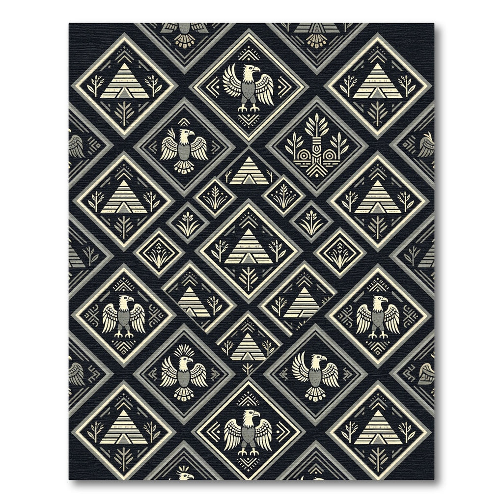 Geometric Eagle Pyramid Dark Cream Rug