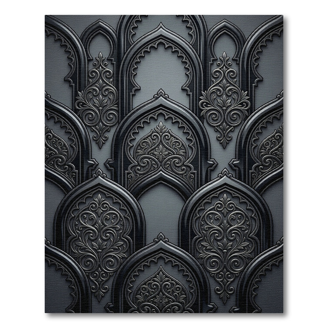 Monolithic Gray Ornate Archway Rug