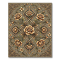 Golden Rose Floral Acanthus Scrollwork Rug