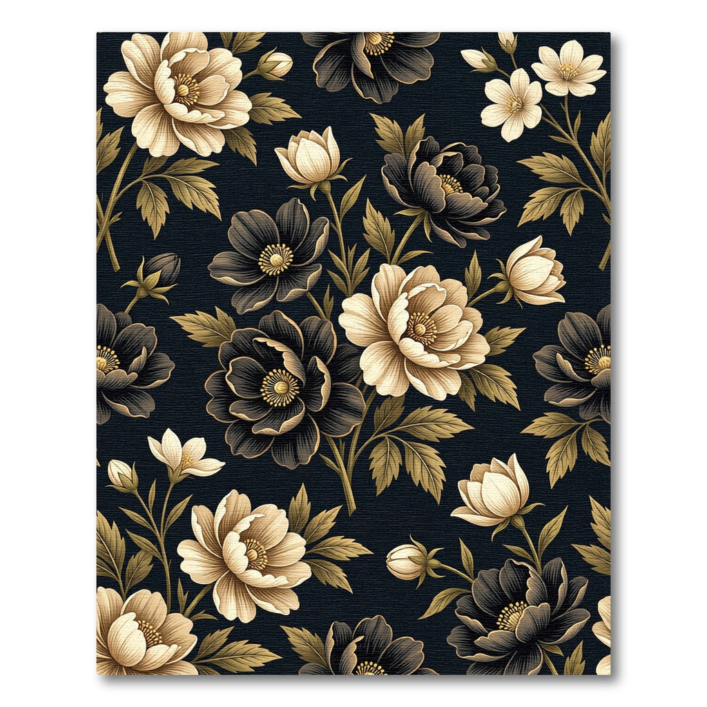 Elegant Monochrome Floral Arrangement Rug