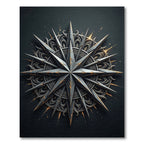 Metallic Charcoal Celestial Star Compass Rug