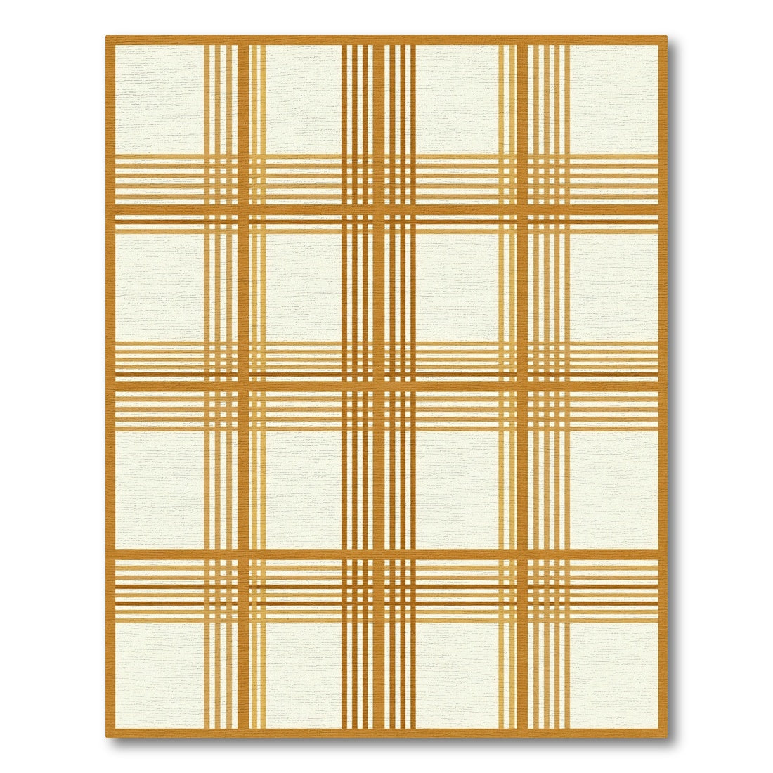 Modern Mustard Gold Plaid Grid Rug