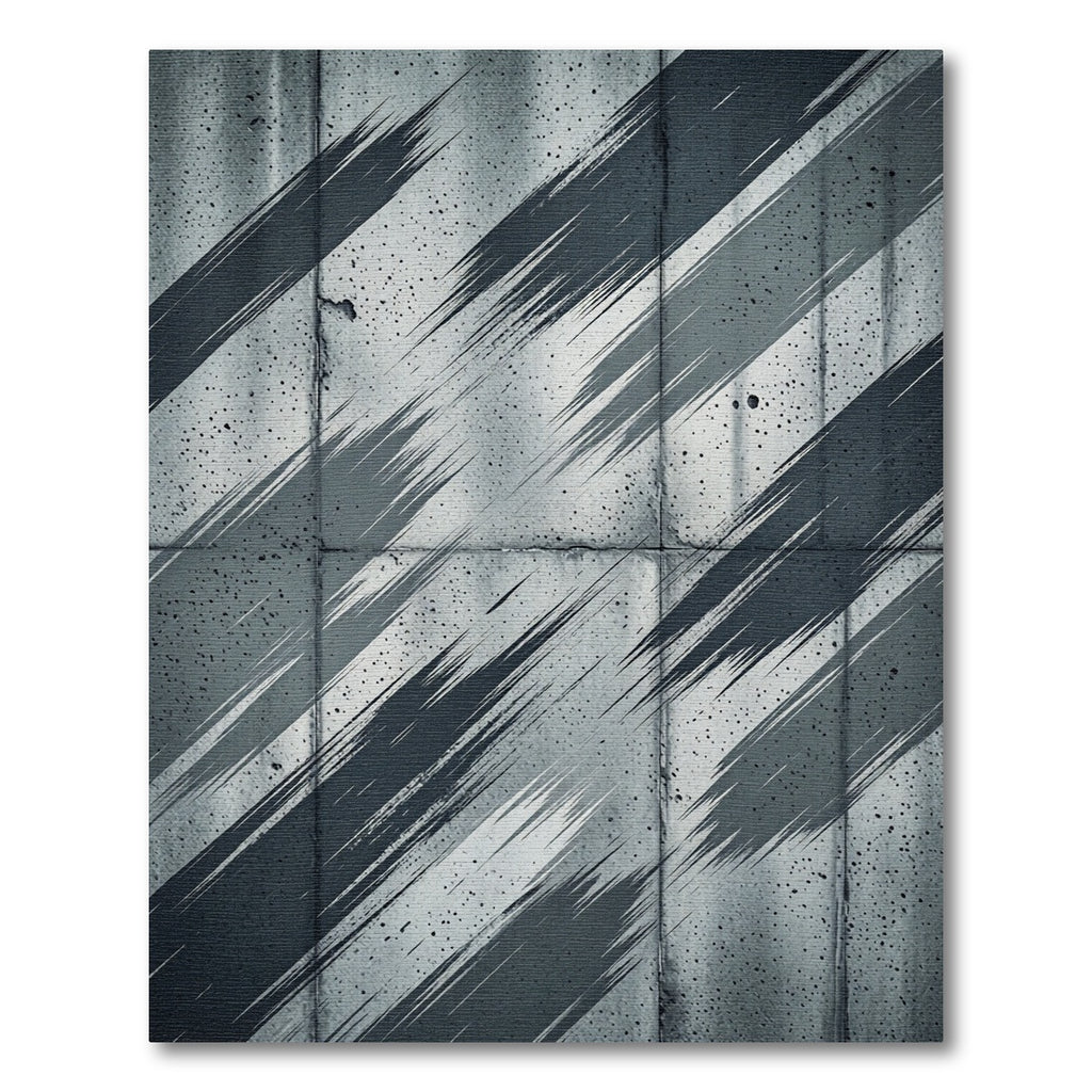 Dramatic Gray Splattered Diagonal Stripes Rug