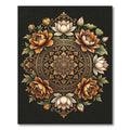 Elegant Gold Lotus Floral Mandala Rug