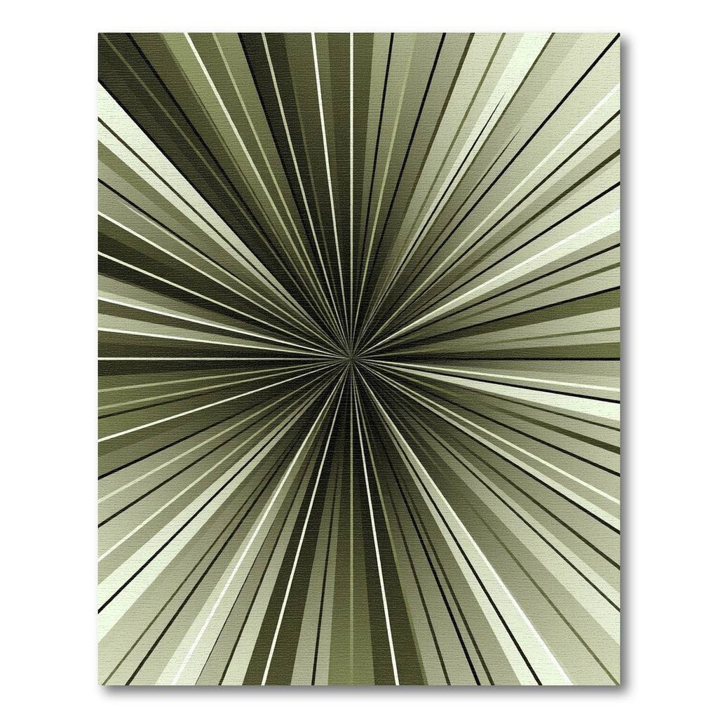 Olive Green Radiant Sunburst Abstract Rug
