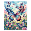 Whimsical Watercolor Butterfly Garden Art Rug