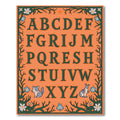 Orange Alphabet Cat Floral Border Rug