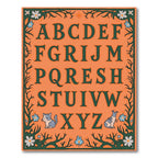Orange Alphabet Cat Floral Border Rug