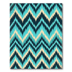 Vivid Turquoise Teal Chevron Ikat Rug