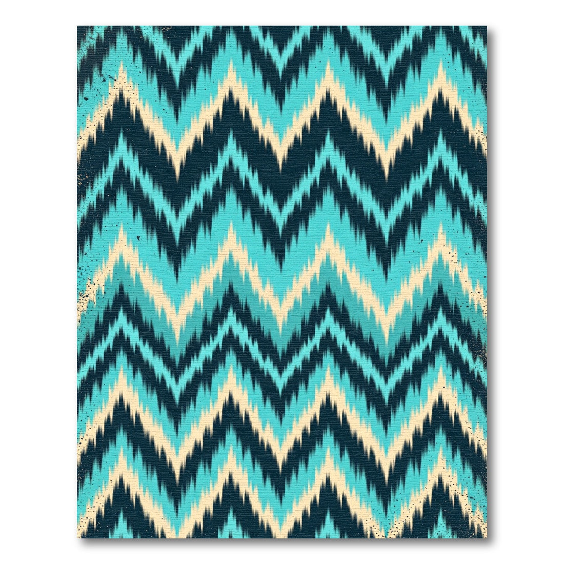 Vivid Turquoise Teal Chevron Ikat Rug