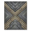 Gold Silver Linear Chevron Geometric Rug