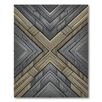 Gold Silver Linear Chevron Geometric Rug