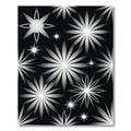 Silver Starburst Floral Black Rug