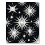 Silver Starburst Floral Black Rug
