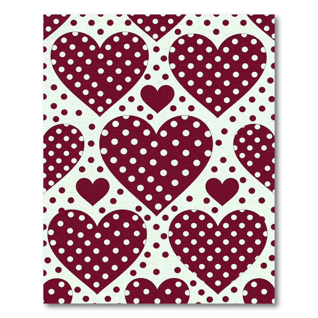 Deep Red Polka Dot Hearts Rug