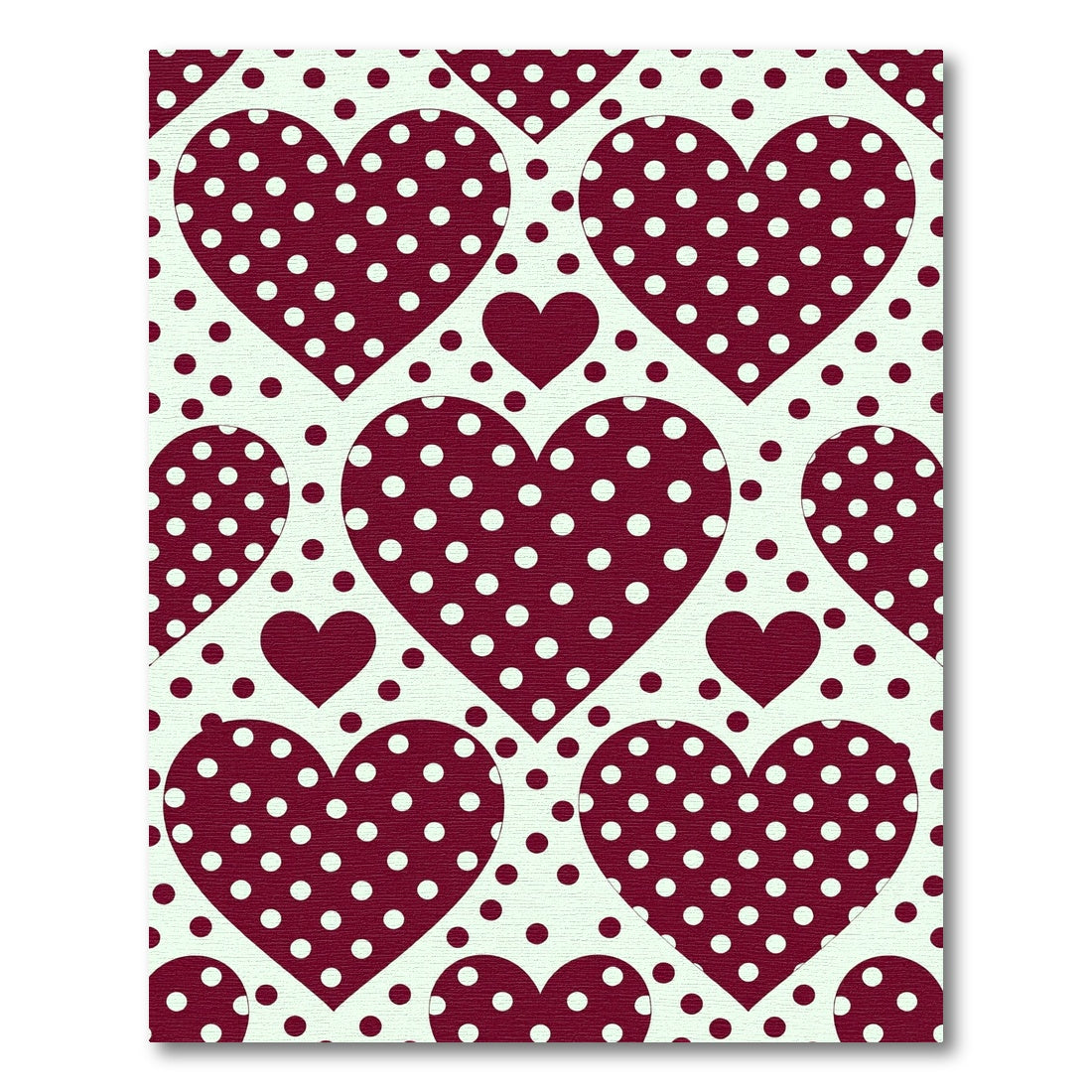 Deep Red Polka Dot Hearts Rug