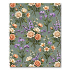 Cream Peach Violet Floral Bouquet Rug