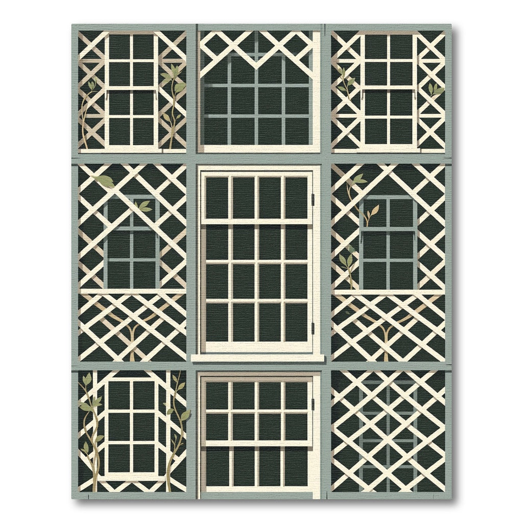 Sage Green Lattice Trellis Square Grid Rug