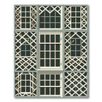 Sage Green Lattice Trellis Square Grid Rug