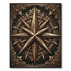 Ornate Bronze Compass Star Medallion Rug
