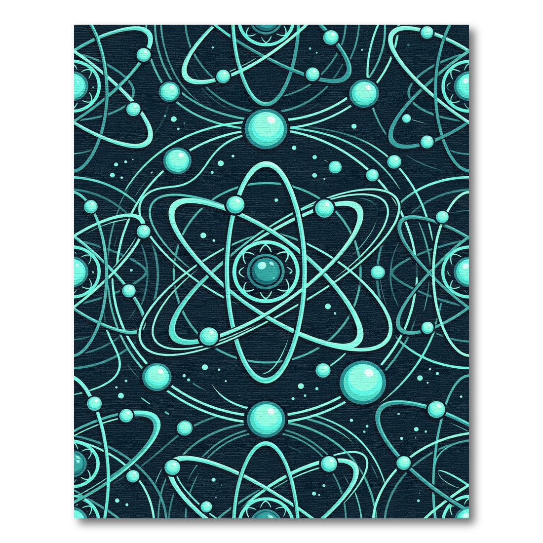 Aqua Atom Orbit Pattern Rug