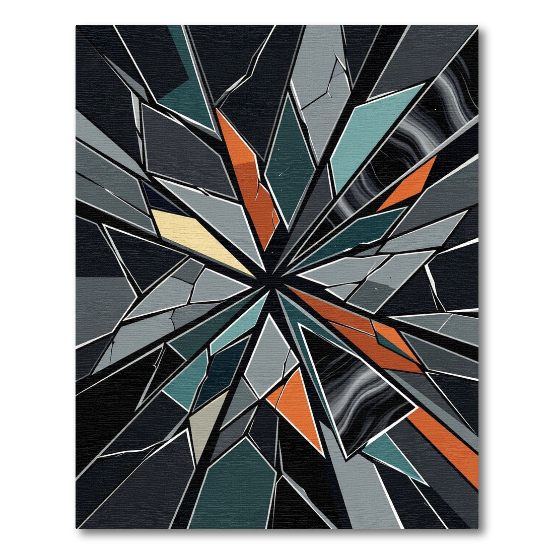Modern Geometric Shattered Glass Rug