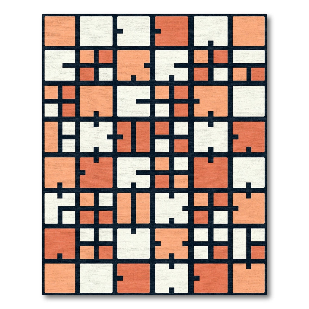 Abstract Orange Cream Geometric Grid Rug