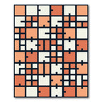 Abstract Orange Cream Geometric Grid Rug